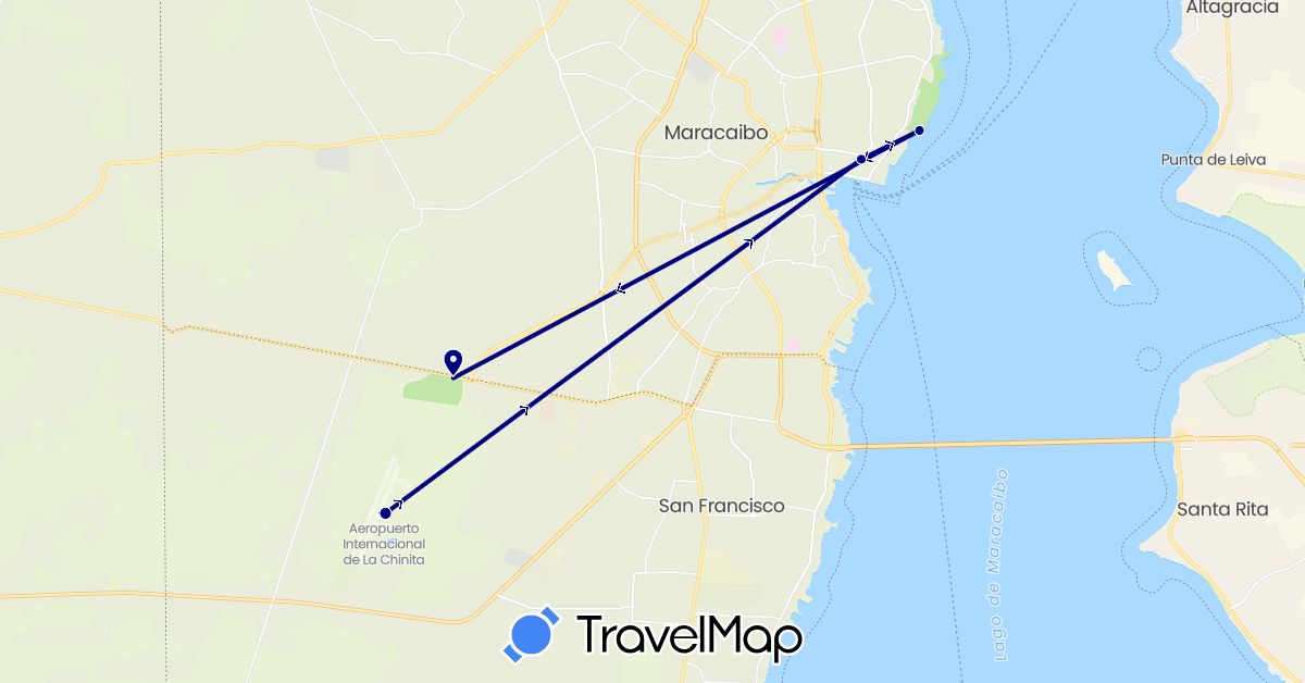 TravelMap itinerary: driving in Venezuela (South America)